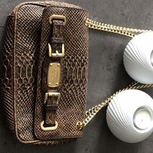 Michael Kors Brown snake leather shoulder bag.